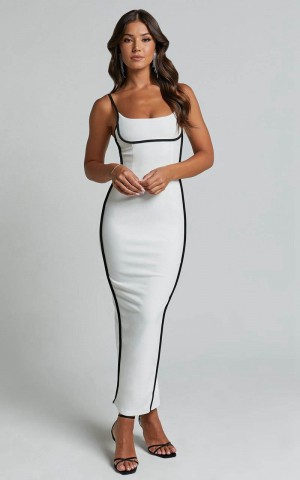 Showpo Abegaille Midi Dress - Bodycon Dress White Black | ULRINH689