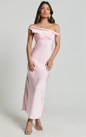 Showpo Alexia Midi Dress - One Shoulder Bust Slip Dress Soft Pink | AEWCKQ237