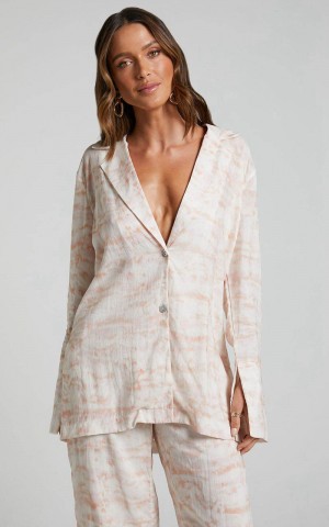 Showpo Amalie The Label - Aladene Linen Blend Shirt Harlem Print | DVHOIZ265