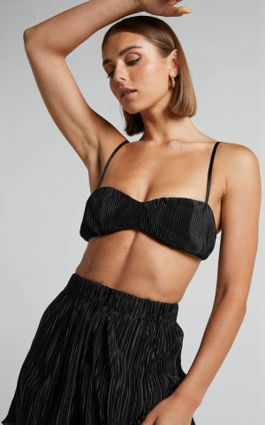 Showpo Beca Bralette - Plisse Sweetheart Bralette Black | RZWTMU680