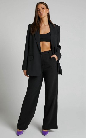 Showpo Bonnie Pants - High Waisted Tailored Wide Leg Pants Black | LGBQJC081