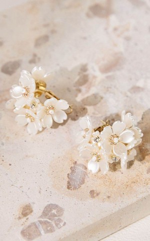 Showpo Camille Earrings - Pearl Flower Hoop Earrings Shell | PWEDHX908