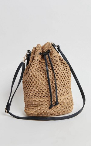 Showpo Capri Bag - Woven Bucket Bag With Pu Straps Natural | EXDAMI149