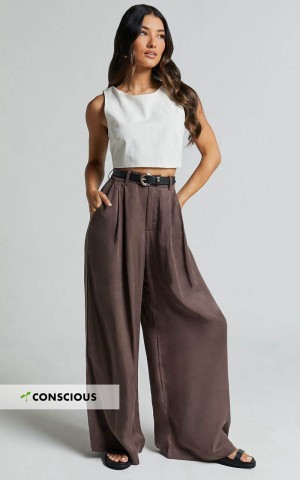 Showpo Clarke Pants - High Waist Wide Leg Pants Slate | KCUASW615