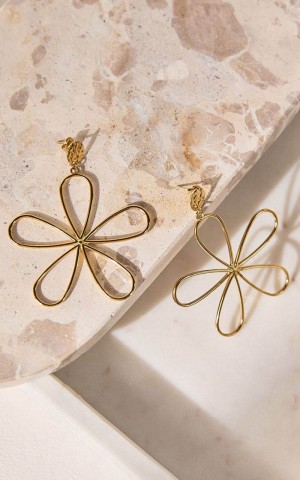 Showpo Frieda Earrings - Flower Shape Large Statement Earrings Gold | FLJMYE198