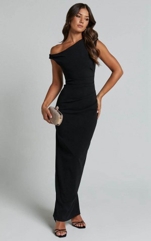 Showpo Genie Maxi Dress - Off The Shoulder Dress Black | DPOFEL439