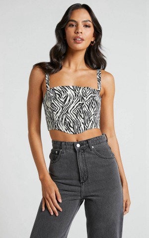 Showpo Gizelle Top - Wide Strap Corset Top Zebra Print | MYSPZV870