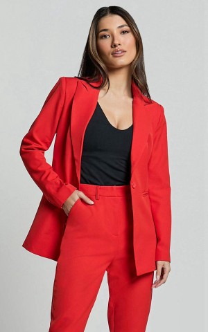 Showpo Hermie Blazer - Single Breasted Blazer Red | AFUILH276