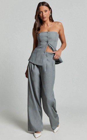 Showpo Hope Pants - Wide Leg Tailored Pants Grey | ZLODQR463