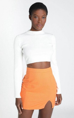 Showpo International Babe Mini Skirt Tangerine Linen Look | FBQOKJ805