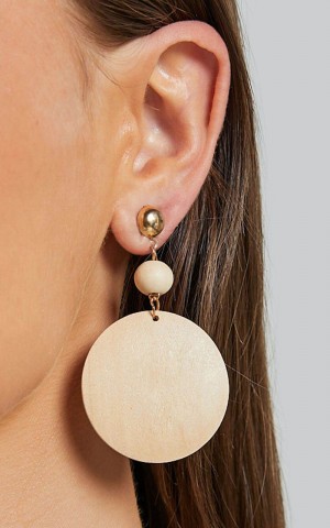 Showpo Jamie Earrings - Oversized Drop Earrings Natural | MIAXZB370