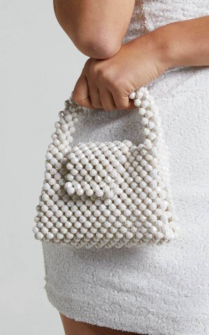 Showpo Jaynee Beaded Bag Pearl | TNQYGE132