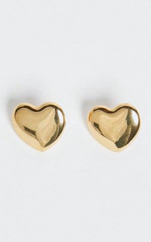 Showpo Jolene Earrings - Heart Shaped Statement Earrings Gold | KBZIEJ062