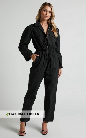 Showpo Kaede Jumpsuit - Utility Jumpsuit Black | YDTMBQ281