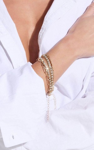 Showpo Kaitlin Bracelet - Multipack Tennis Bracelet Gold | TKYQIJ569