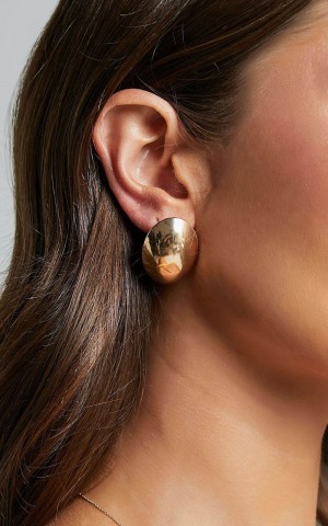 Showpo Kala Earring - Chunky Oval Earrings Gold | KBLORC736