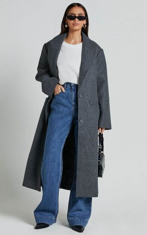 Showpo Lioness - Olsen Coat Grey Marle | MKZXSY021