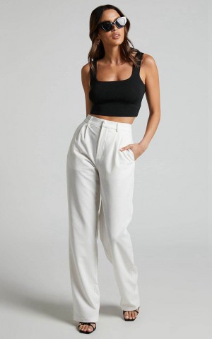 Showpo Lorcan Pants - High Waisted Tailored Pants White | LOWHDG504