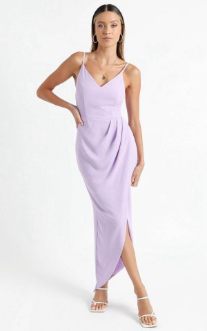 Showpo Lucky Day Drape Maxi Dress Lilac | YIAHBV193