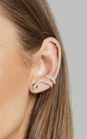 Showpo Lulah Diamante Snake Single Stud Earring Gold | ILXJMW370