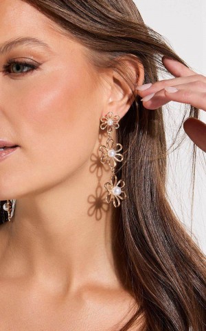 Showpo Mandy Earrings - Flower Pearl Drop Earrings Gold | SPRXLD526