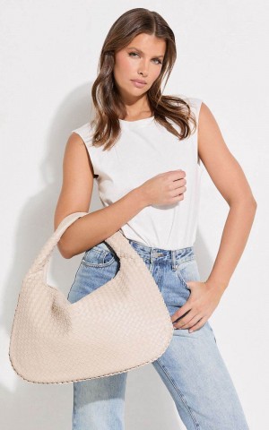 Showpo Messina Bag - Quilted Weave Shoulder Bag Bone | ADVUBH316