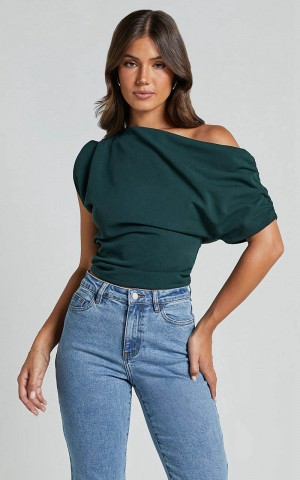 Showpo Nalfie Top - Asymmetrical Top Forest Green | LSIGOY149