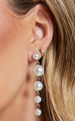 Showpo Oidessa Pearl Drop Earrings Gold Pearl | XBJIAE273