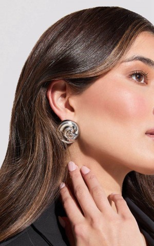 Showpo Olenna Earrings - Swirl Detail Earrings Silver | EMLIYC783