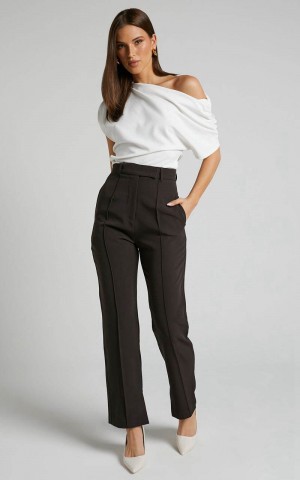 Showpo Rogers Pants - High Waisted Pants Charcoal | SOXQHP216