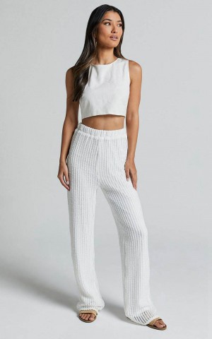 Showpo Rowland Pants - Wide Leg White | GVZEWU738