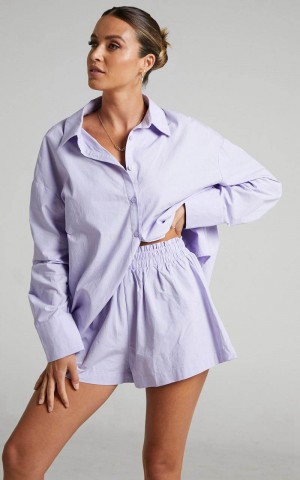 Showpo Terah Shirt - Button Up Shirt Lilac | JELINY970