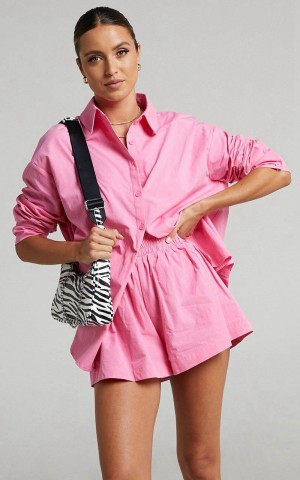 Showpo Terah Shirt - Button Up Shirt Pink | YDUCEQ057