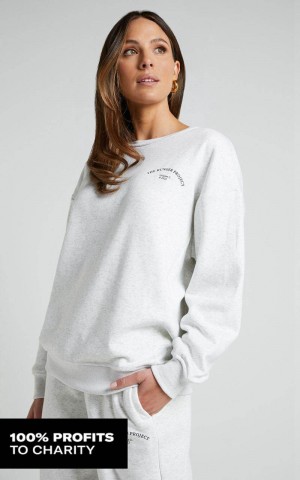 Showpo X The Hunger Project - Thp Crew Neck Sweatshirt White Marle | LDUETO253