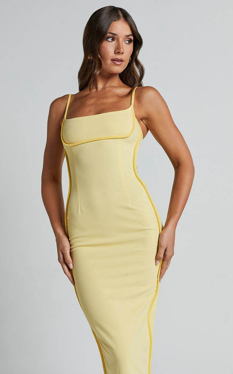 Showpo Abegaille Midi Dress - Bodycon Dress Lemon | OHTPSD014