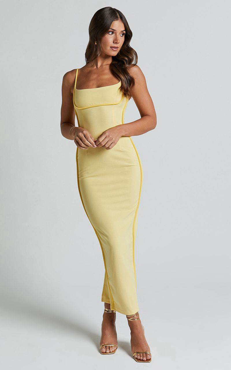 Showpo Abegaille Midi Dress - Bodycon Dress Lemon | OHTPSD014