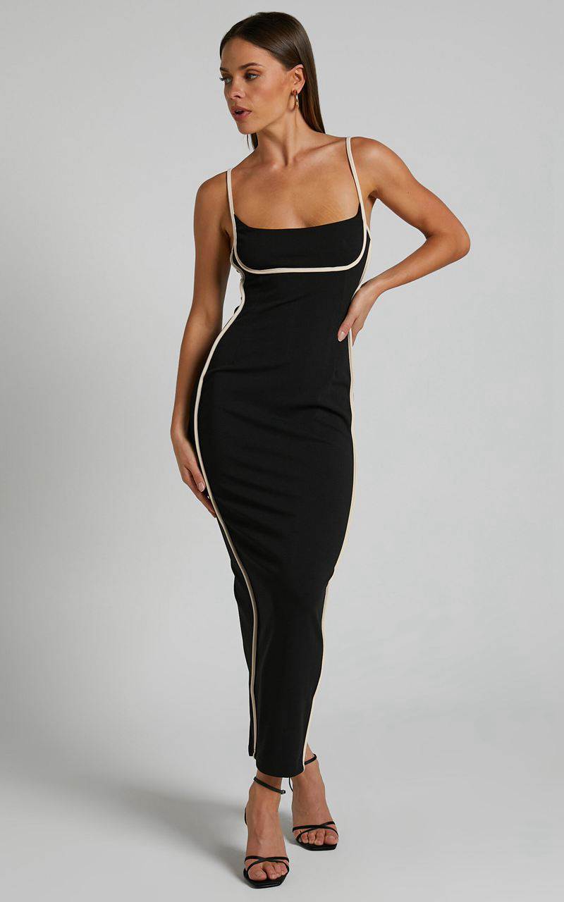 Showpo Abegaille Midi Dress - Bodycon Dress Black | PJTRHI879