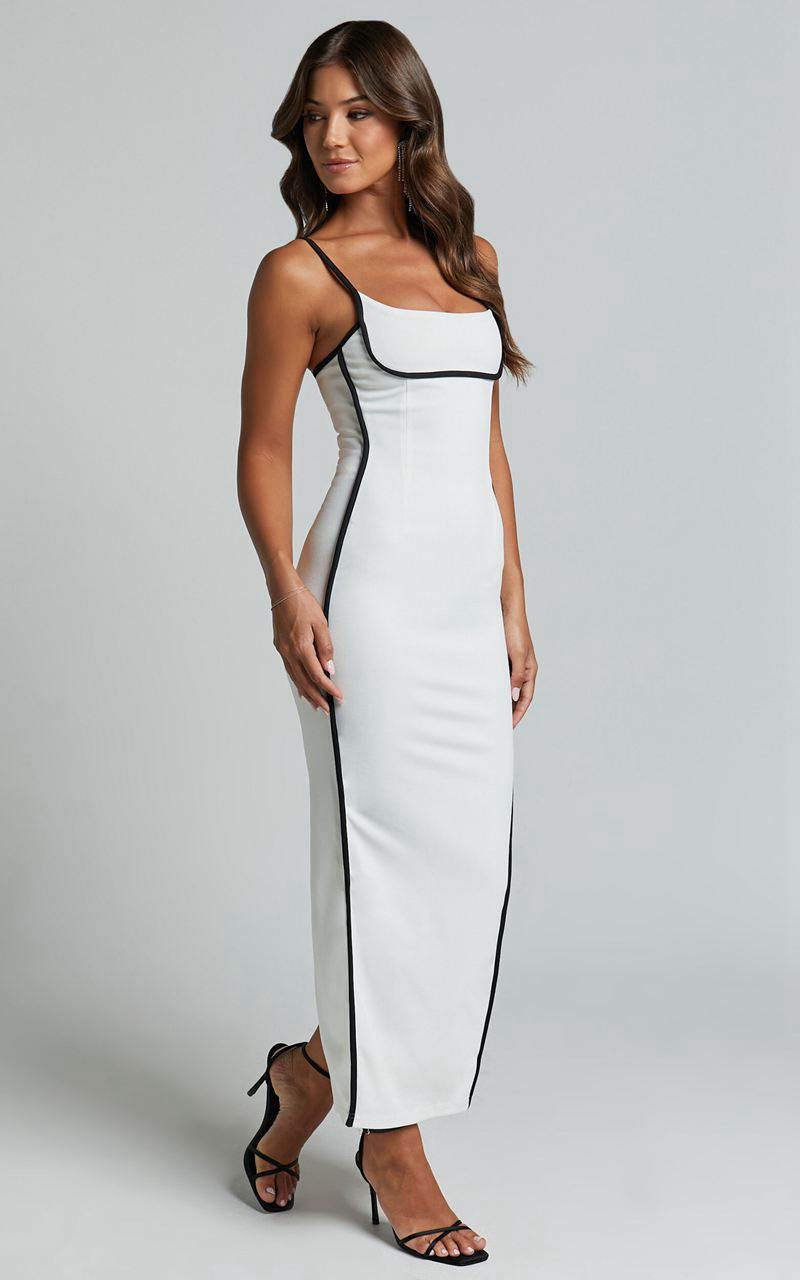 Showpo Abegaille Midi Dress - Bodycon Dress White Black | ULRINH689