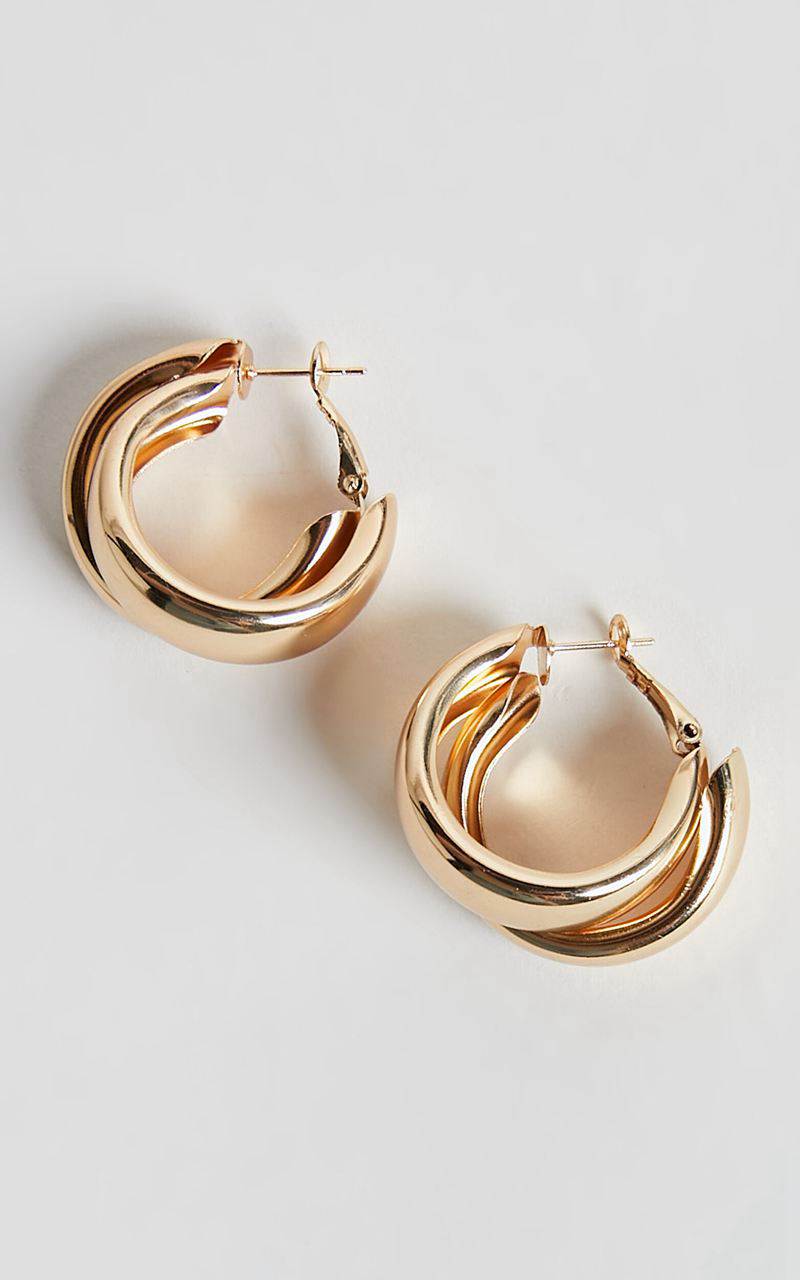 Showpo Adaleen Double Hoop Earrings Gold | YIJHWE916