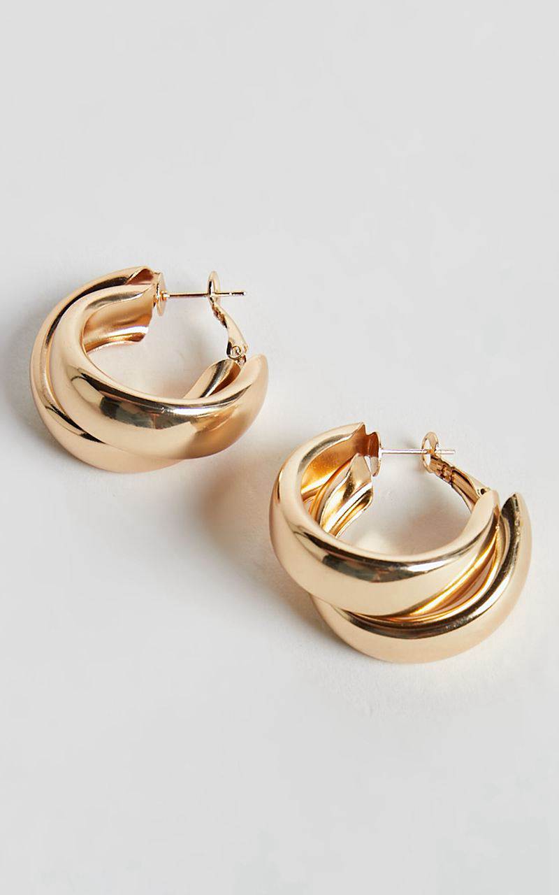 Showpo Adaleen Double Hoop Earrings Gold | YIJHWE916