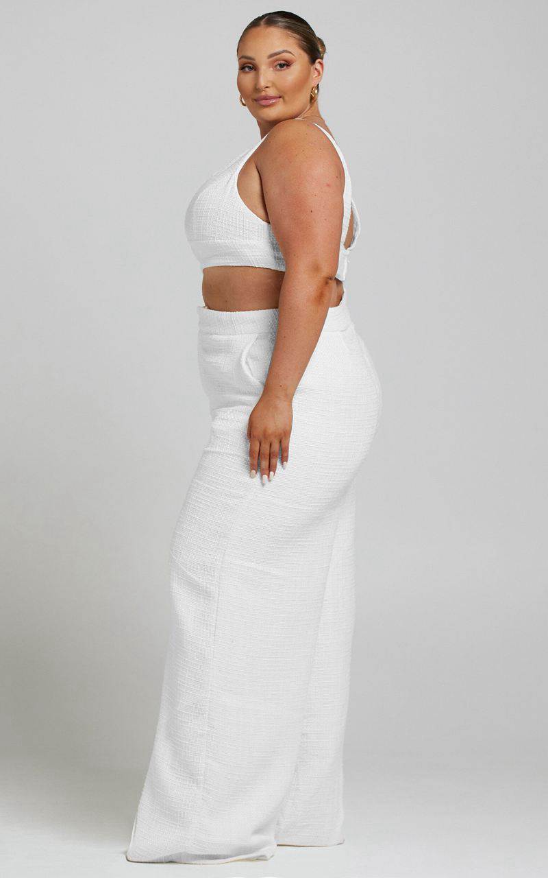 Showpo Adelaide Two Piece Set - Crop Top And Wide Leg Pants Set White | FMOGVK953