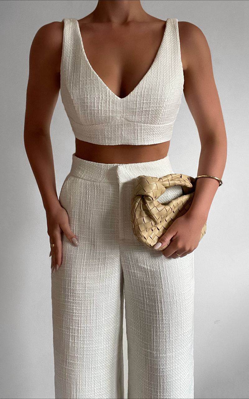 Showpo Adelaide Two Piece Set - Crop Top And Wide Leg Pants Set White | FMOGVK953