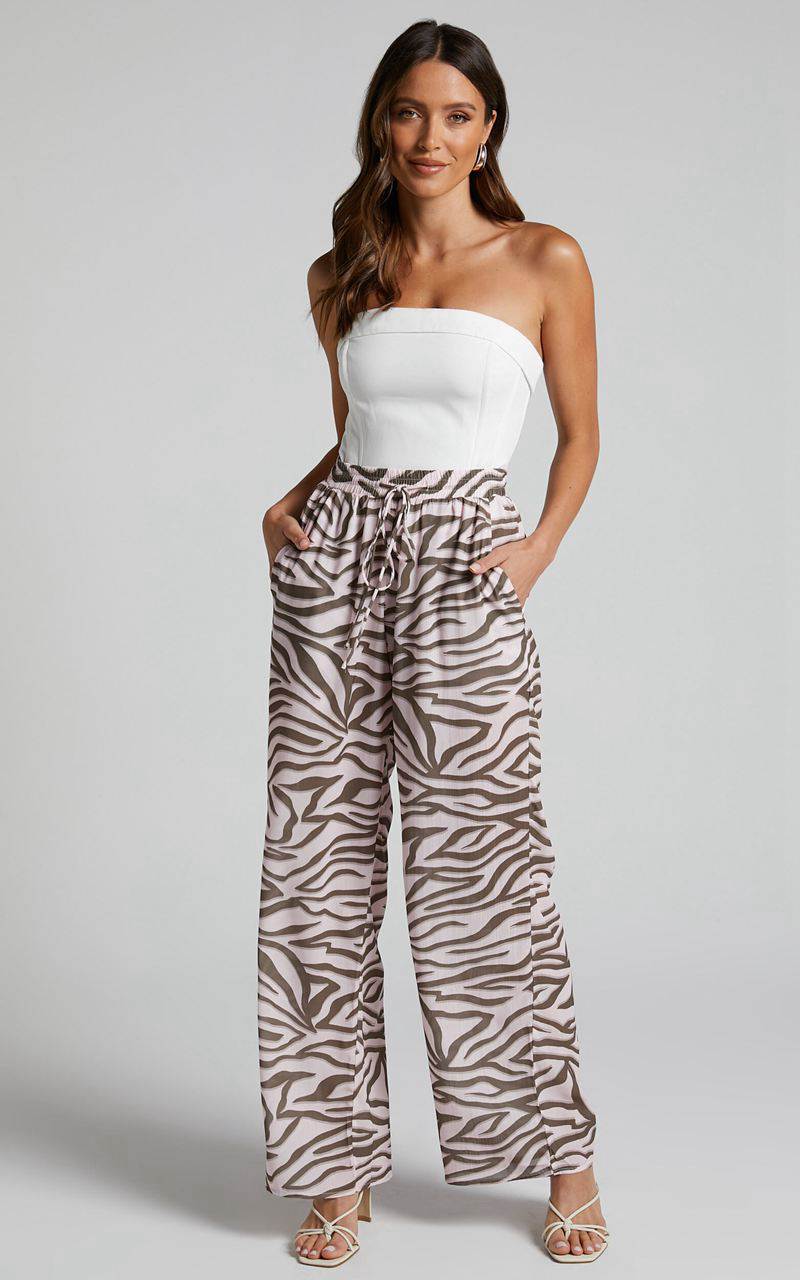 Showpo Aegir Pants - Mid Rise Relaxed Straight Leg Pants Wild Zebra | RWIQUK028