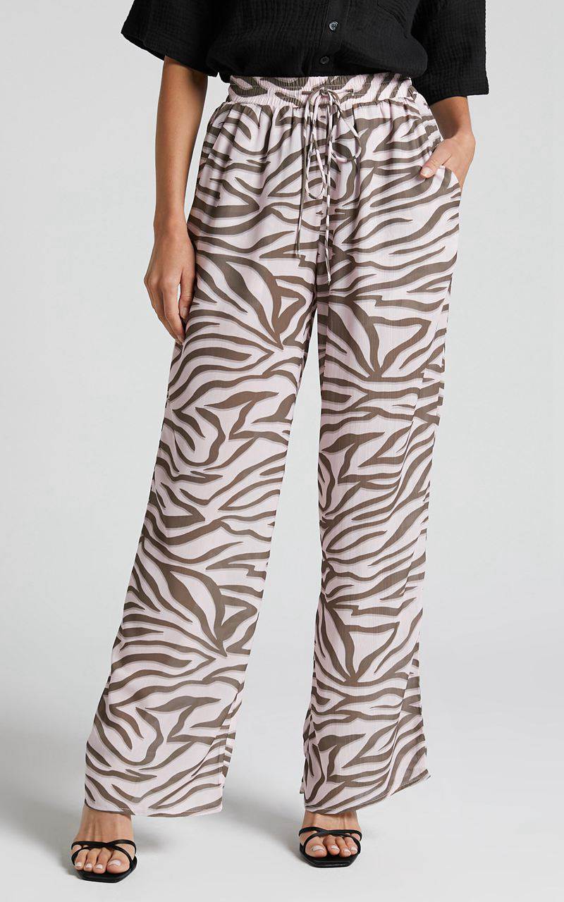 Showpo Aegir Pants - Mid Rise Relaxed Straight Leg Pants Wild Zebra | RWIQUK028