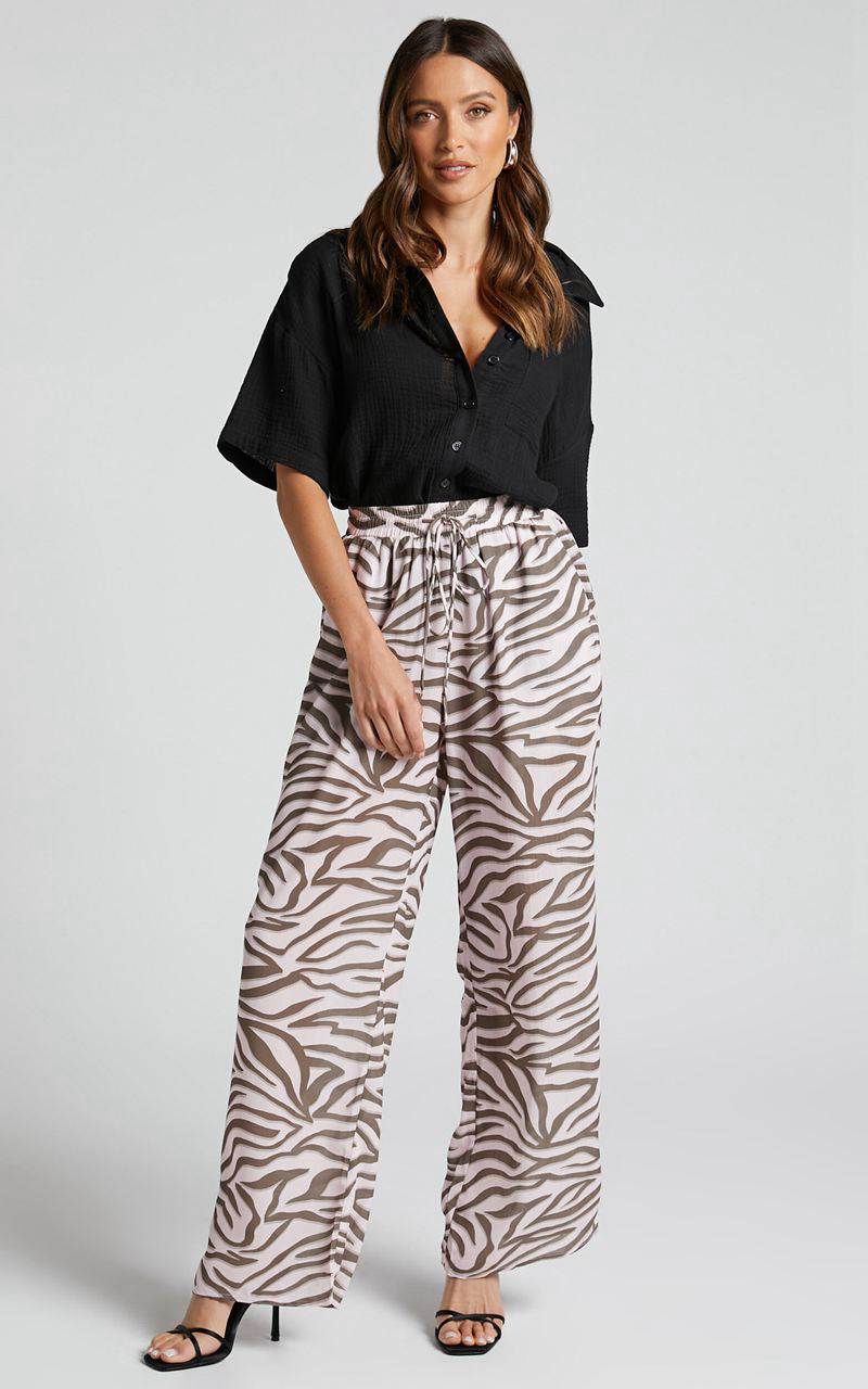 Showpo Aegir Pants - Mid Rise Relaxed Straight Leg Pants Wild Zebra | RWIQUK028