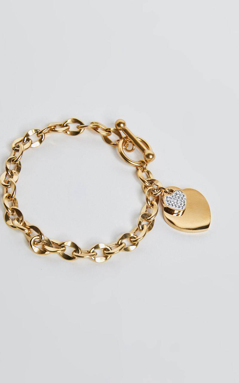 Showpo Akara Bracelet - Heart Pendant Chain Bracelet Gold | XODCFM182