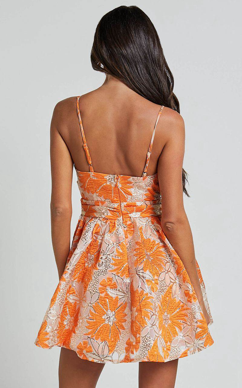 Showpo Alena Mini Dress - Sweetheart Sleeveless Cut Out Front Dress Orange | GJNSWQ371