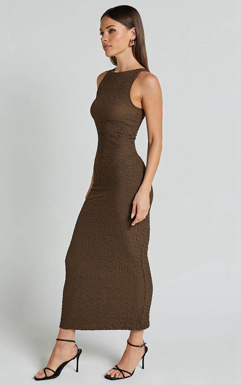 Showpo Alesia Maxi Dress - High Neck Sleeveless Bodycon Dress Chocolate | EKYOQV853