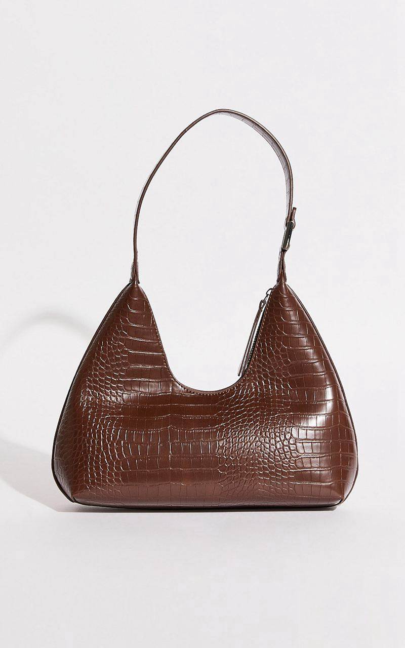 Showpo Alexandria Bag - Croc Shoulder Bag Brown | LIRZNG196