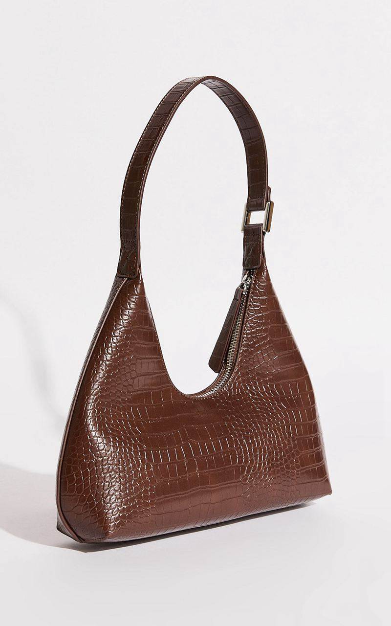 Showpo Alexandria Bag - Croc Shoulder Bag Brown | LIRZNG196